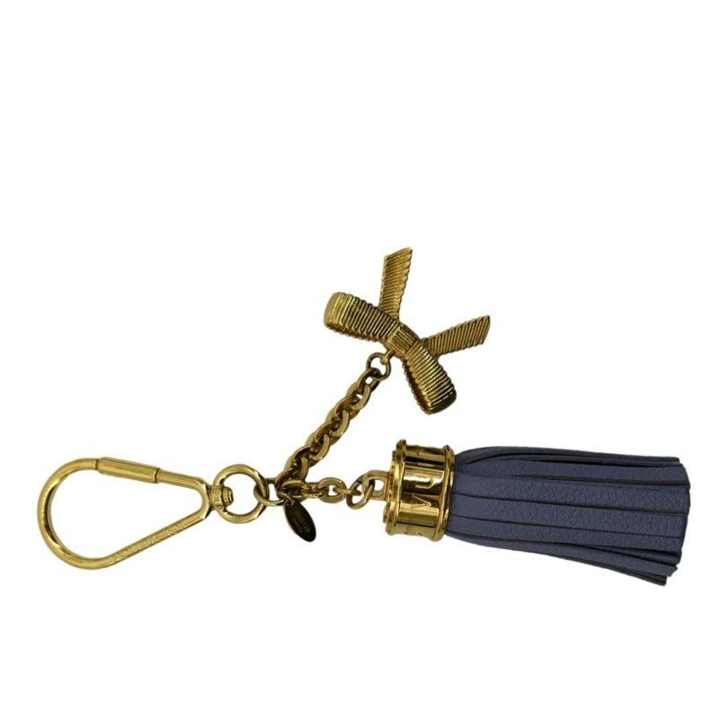 LOUIS VUITTON Tassel Pebbled Leather Bag Charm Blue - Image 4