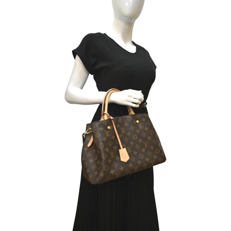 LOUIS VUITTON Montaigne MM Monogram Canvas Shoulder Bag Brown