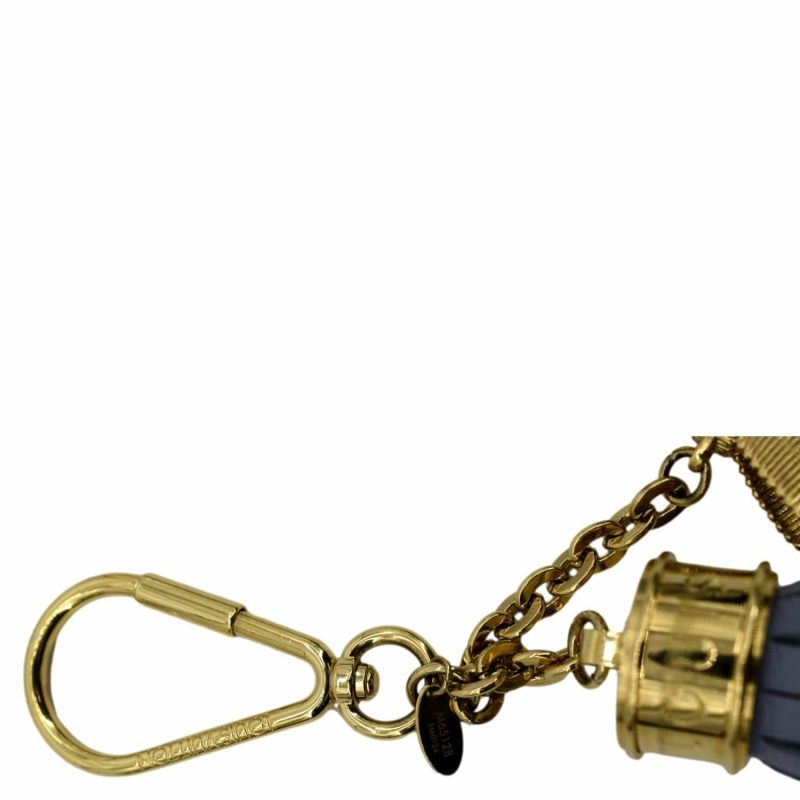 LOUIS VUITTON Tassel Pebbled Leather Bag Charm Blue - Image 5