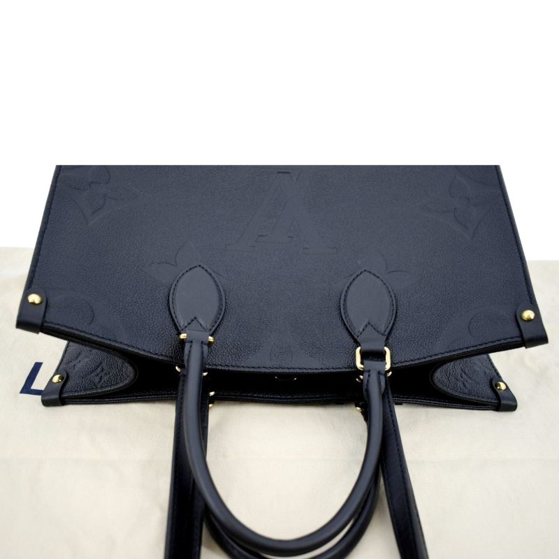 LOUIS VUITTON Onthego MM Giant Monogram Empreinte Leather Tote Bag Black - Image 3