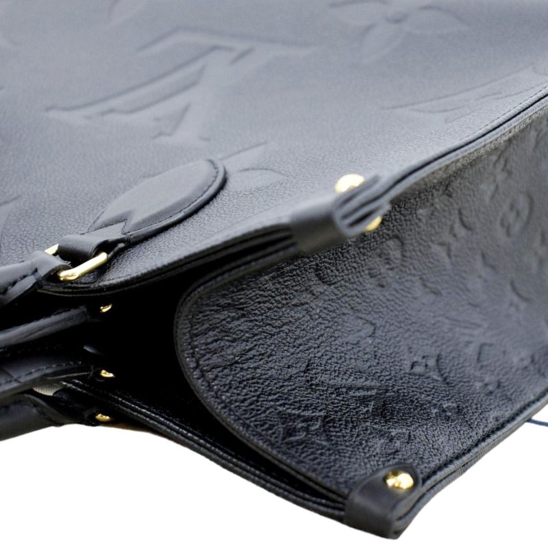 LOUIS VUITTON Onthego MM Giant Monogram Empreinte Leather Tote Bag Black - Image 5