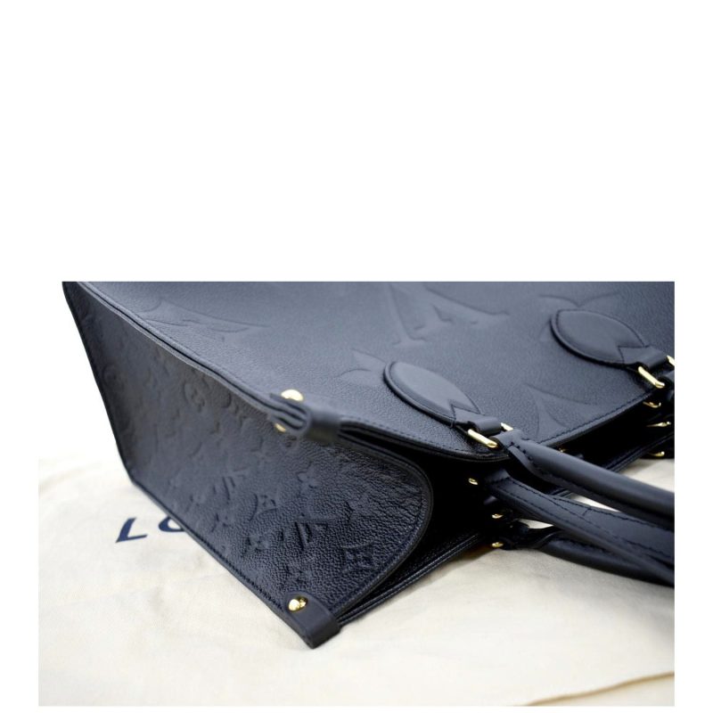 LOUIS VUITTON Onthego MM Giant Monogram Empreinte Leather Tote Bag Black - Image 4