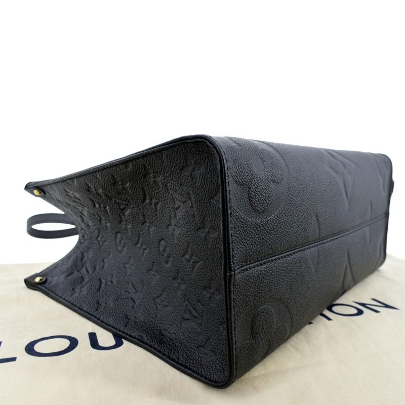 LOUIS VUITTON Onthego MM Giant Monogram Empreinte Leather Tote Bag Black - Image 7