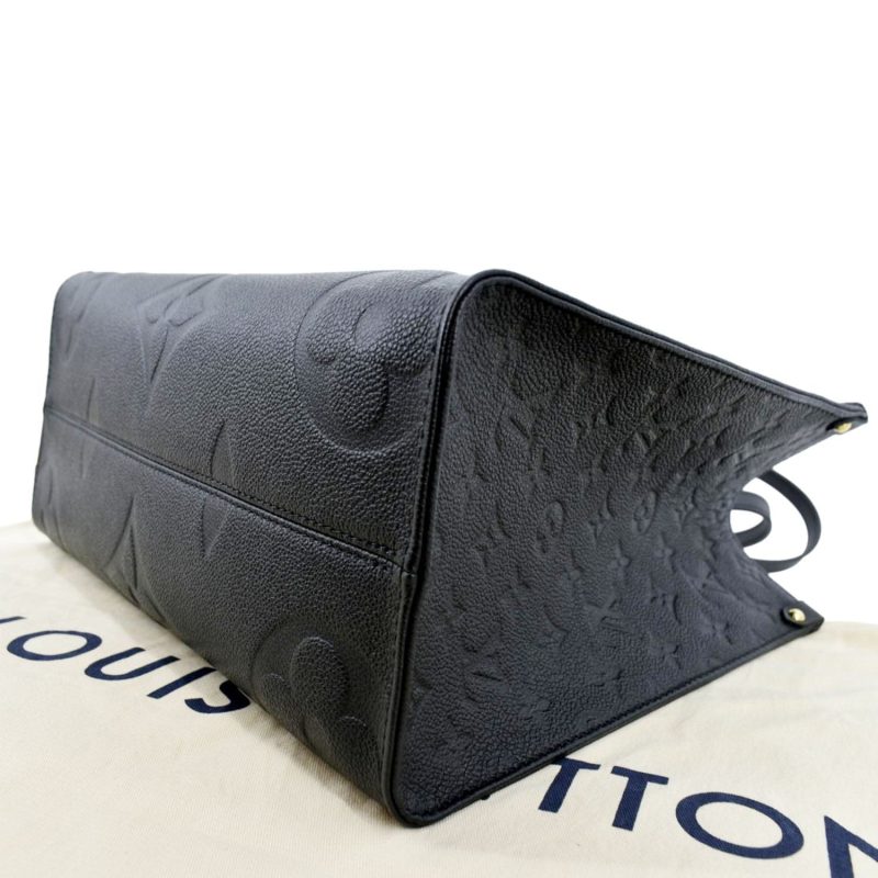 LOUIS VUITTON Onthego MM Giant Monogram Empreinte Leather Tote Bag Black - Image 6