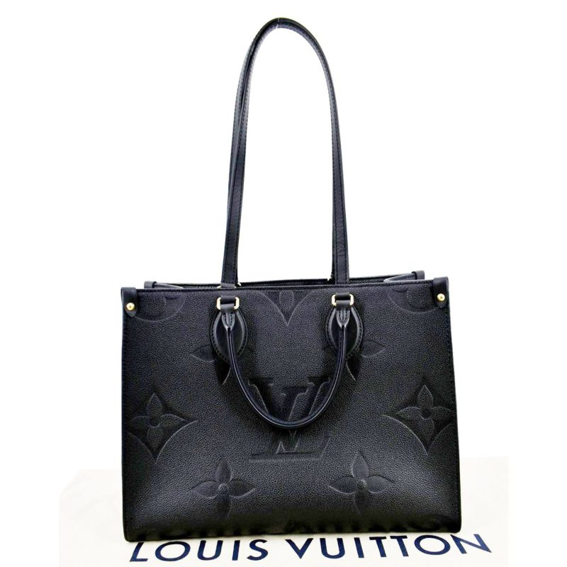 LOUIS VUITTON Onthego MM Giant Monogram Empreinte Leather Tote Bag Black - Image 2