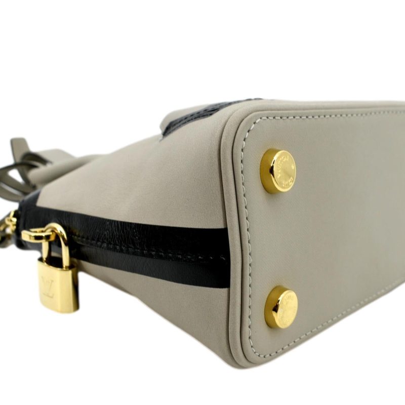 LOUIS VUITTON Lockit Cuir Obsession Leather Satchel Bag Grey - Image 7
