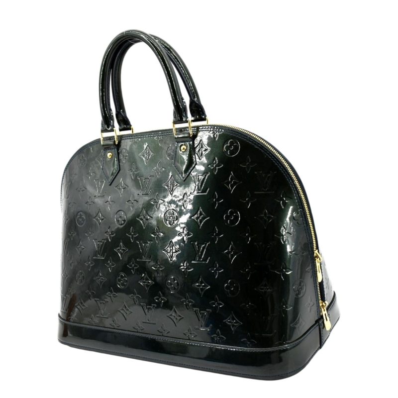 LOUIS VUITTON Alma GM Monogram Vernis Leather Satchel Bag Green - Image 3