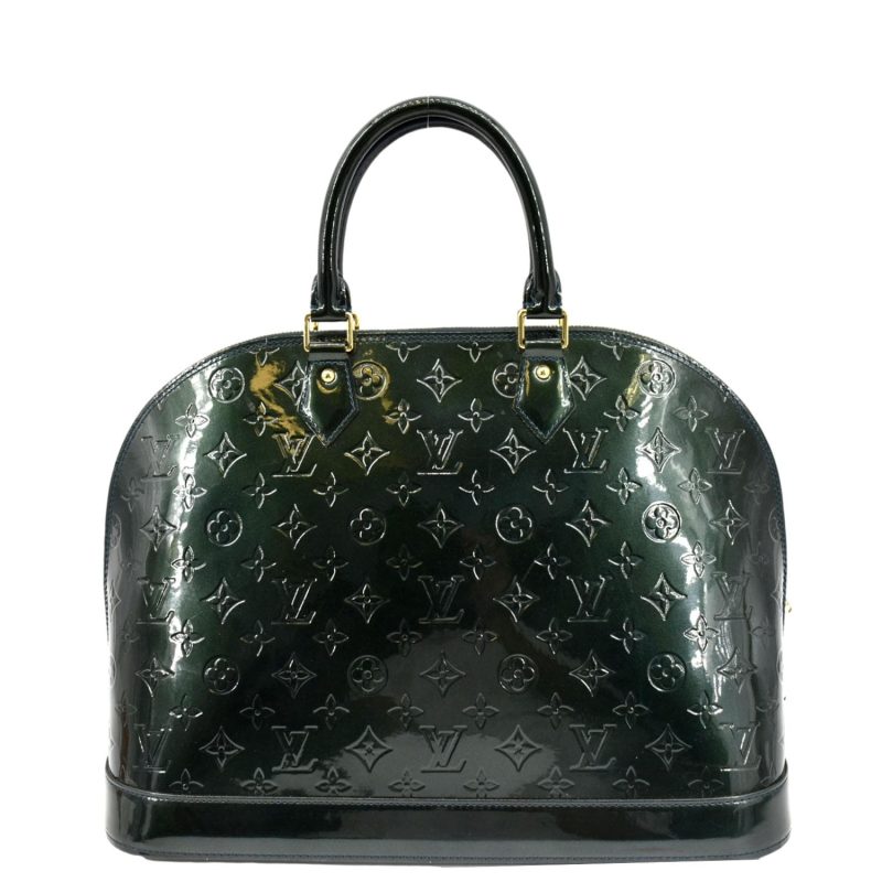 LOUIS VUITTON Alma GM Monogram Vernis Leather Satchel Bag Green - Image 2