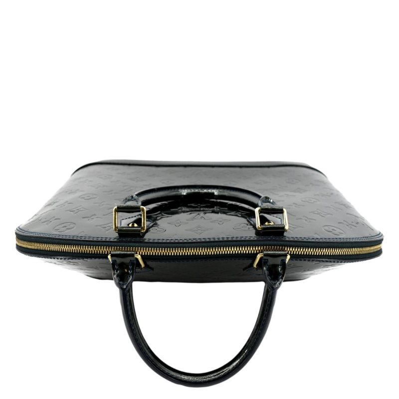 LOUIS VUITTON Alma GM Monogram Vernis Leather Satchel Bag Green - Image 4