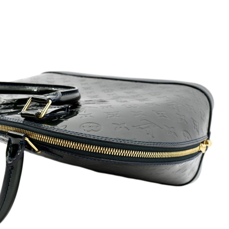 LOUIS VUITTON Alma GM Monogram Vernis Leather Satchel Bag Green - Image 5