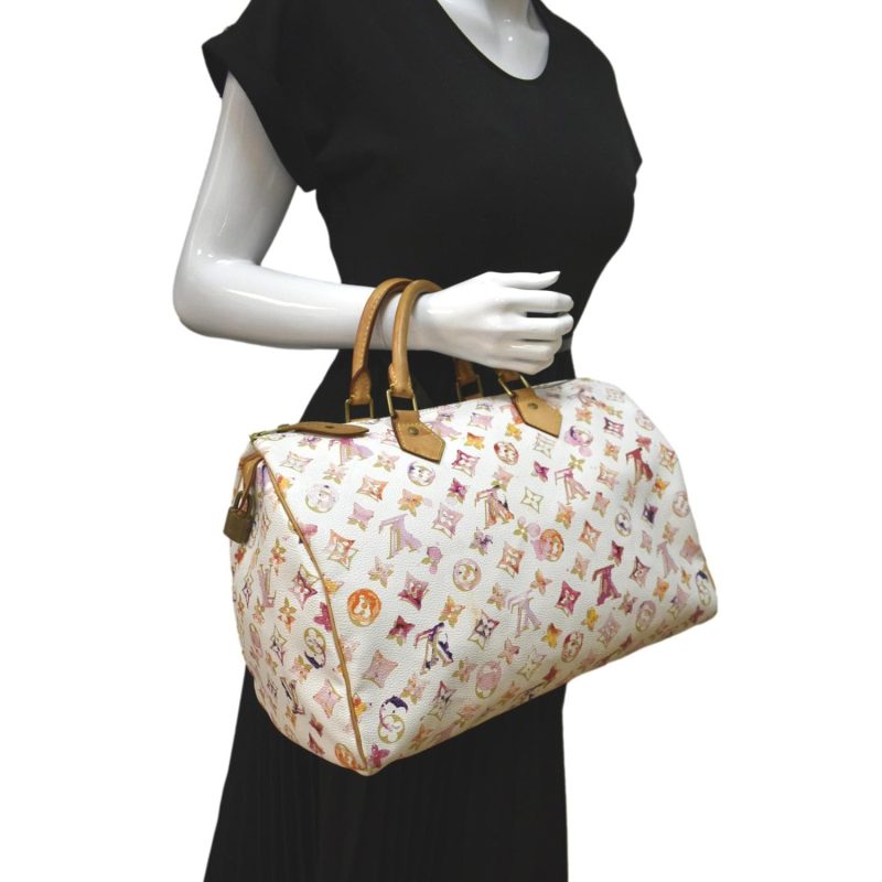 LOUIS VUITTON Richard Prince Watercolor Aquarelle Speedy 35 Monogram Satchel Bag Multi