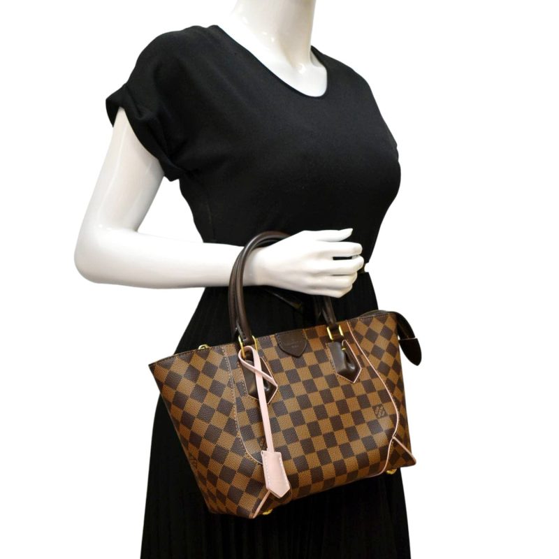 Louis Vuitton Caissa PM Damier Ebene Tote Shoulder Bag Rose Ballerine