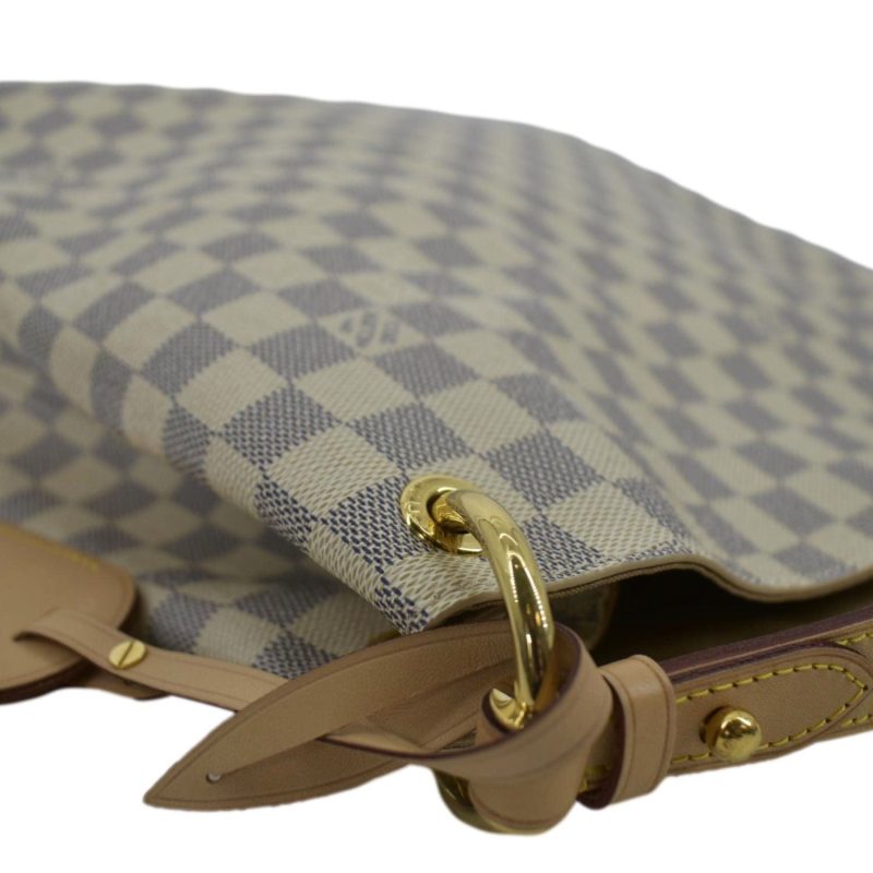 LOUIS VUITTON Graceful MM Damier Azur Hobo Shoulder Bag White - Image 4