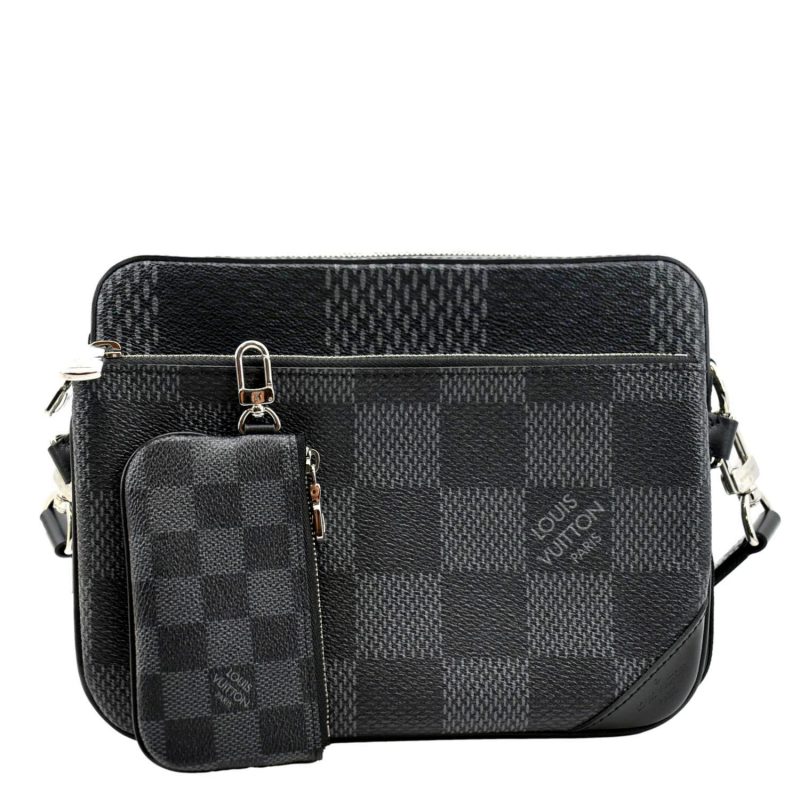 LOUIS VUITTON Trio Damier Graphite Messenger Bag Gray - Image 14