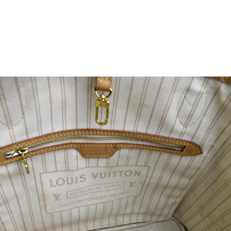 LOUIS VUITTON Neverfull MM Damier Azur Shoulder Bag White - Image 11