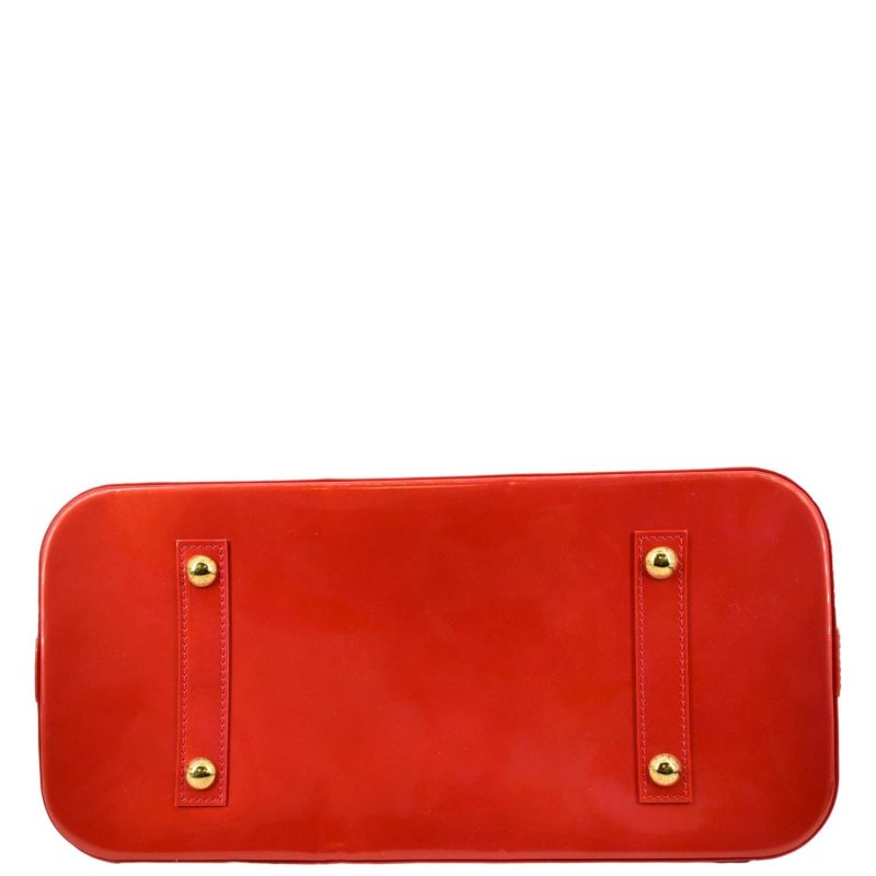 LOUIS VUITTON Alma GM Monogram Vernis Leather Satchel Bag Red - Image 8