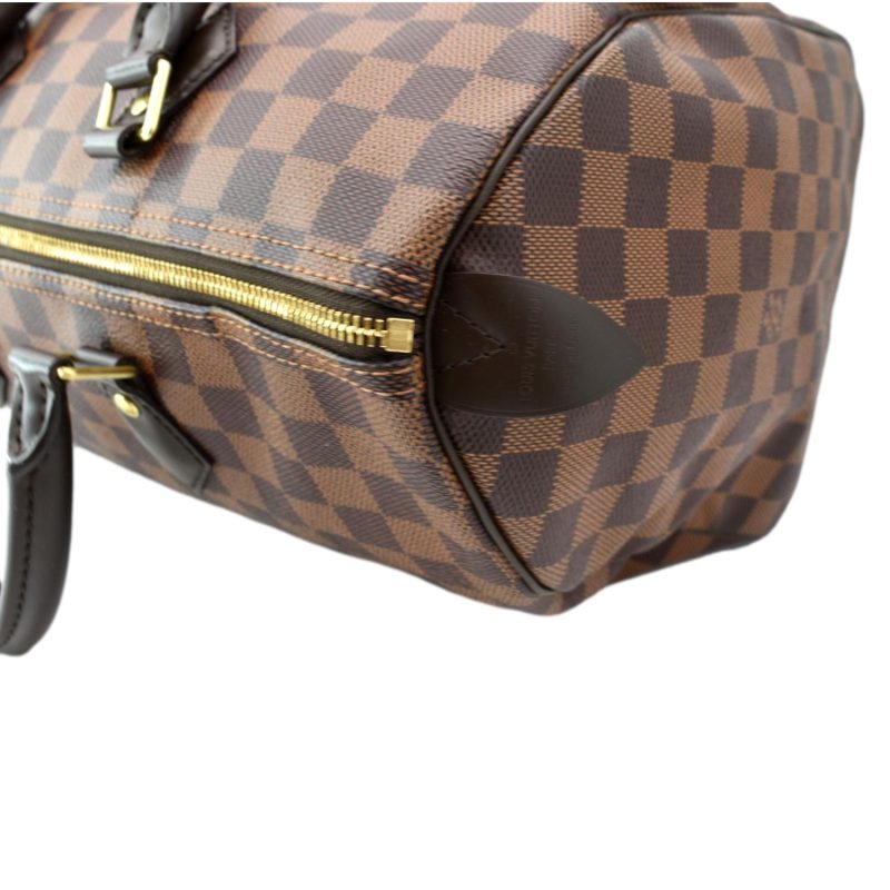 LOUIS VUITTON Speedy 35 Damier Ebene Satchel Bag Brown - Image 4