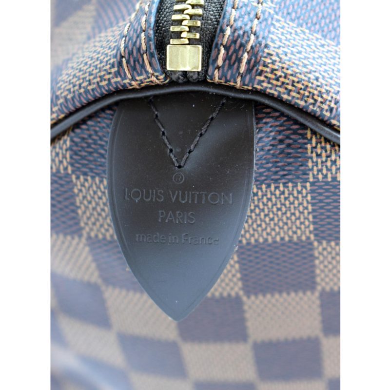 LOUIS VUITTON Speedy 35 Damier Ebene Satchel Bag Brown - Image 9