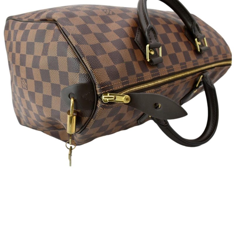 LOUIS VUITTON Speedy 35 Damier Ebene Satchel Bag Brown - Image 5
