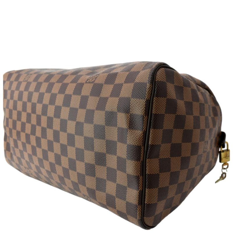 LOUIS VUITTON Speedy 35 Damier Ebene Satchel Bag Brown - Image 6