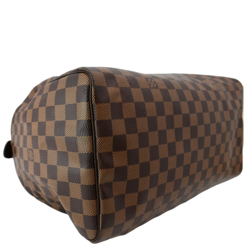 LOUIS VUITTON Speedy 35 Damier Ebene Satchel Bag Brown - Image 7