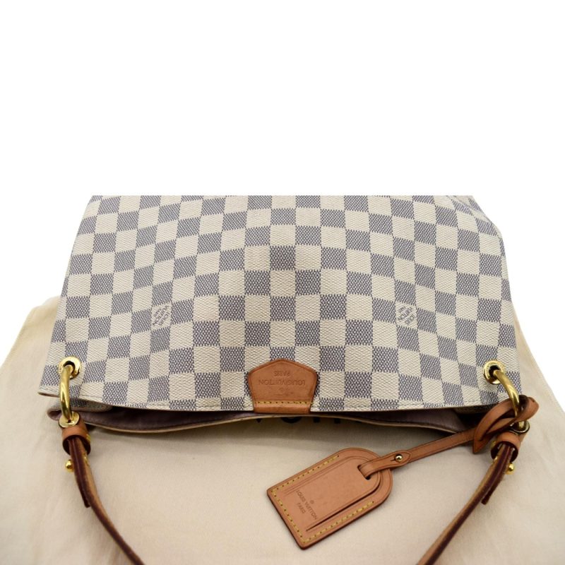 LOUIS VUITTON Graceful MM Damier Azur Hobo Shoulder Bag White - Image 3