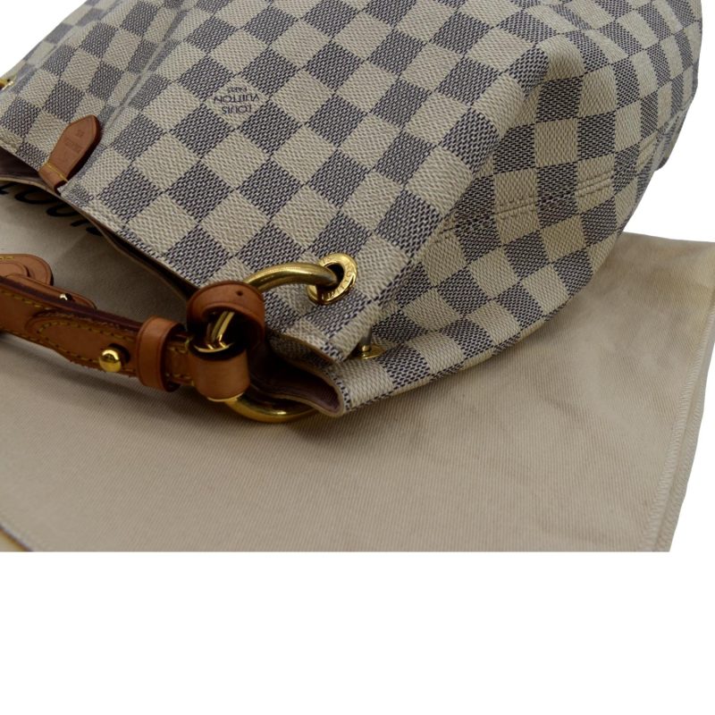 LOUIS VUITTON Graceful MM Damier Azur Hobo Shoulder Bag White - Image 4