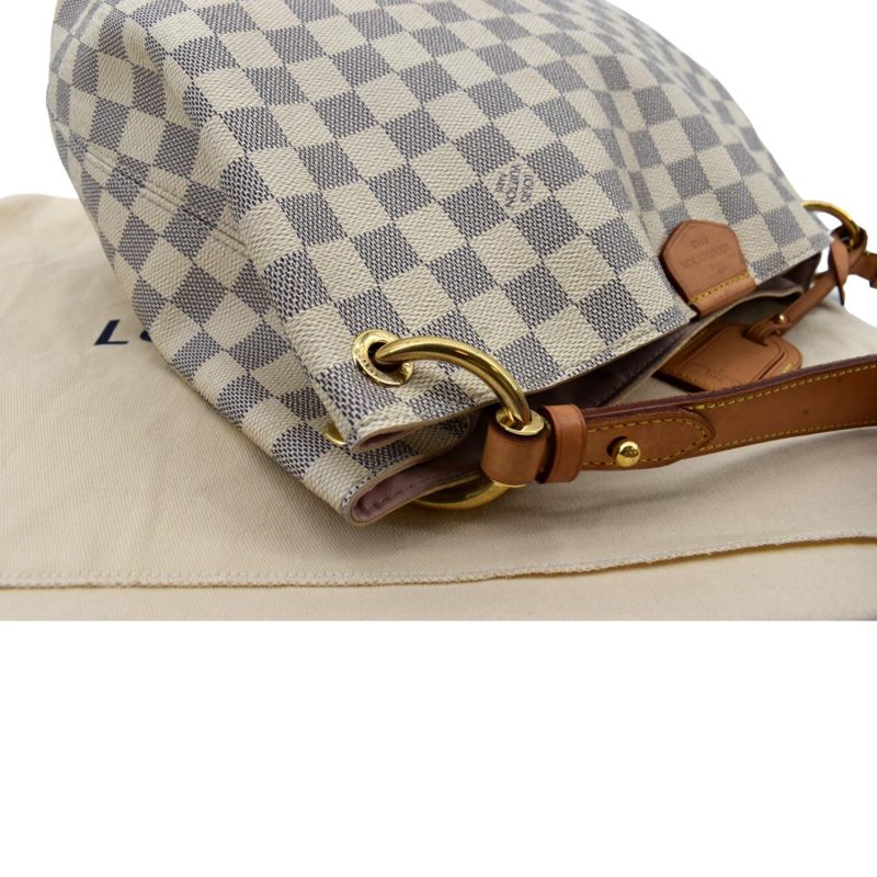 LOUIS VUITTON Graceful MM Damier Azur Hobo Shoulder Bag White - Image 5