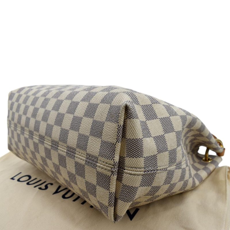 LOUIS VUITTON Graceful MM Damier Azur Hobo Shoulder Bag White - Image 6