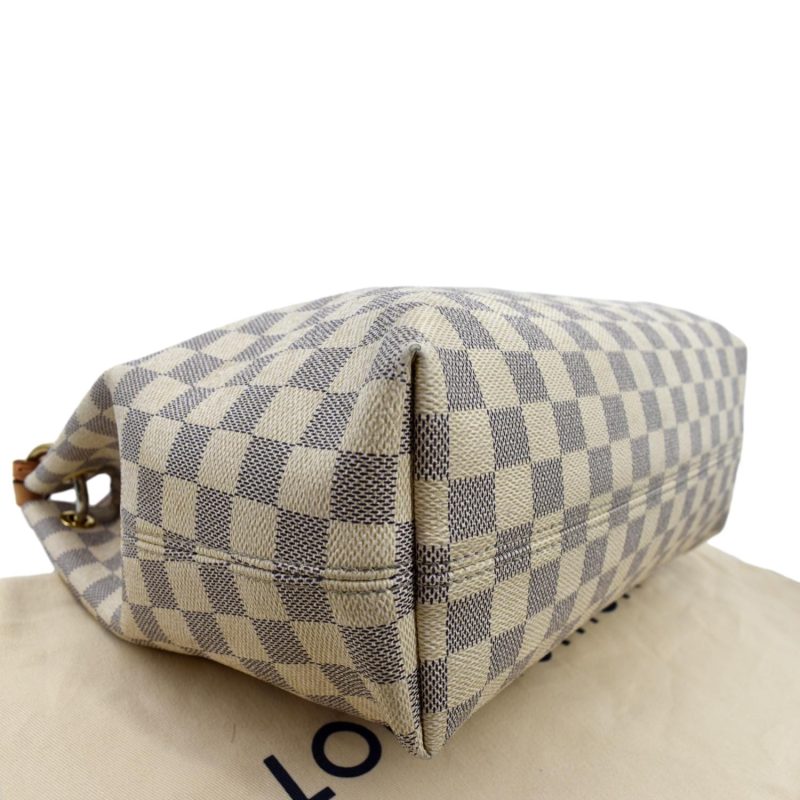 LOUIS VUITTON Graceful MM Damier Azur Hobo Shoulder Bag White - Image 7
