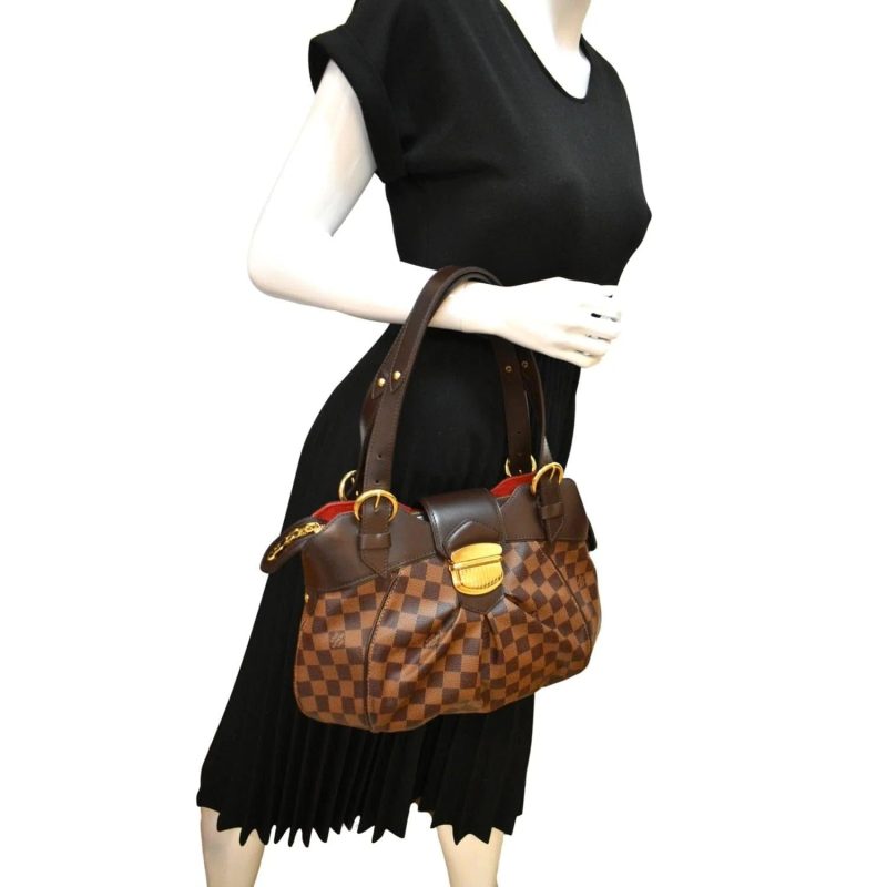 Louis Vuitton Women Sistina MM Damier Ebene Shoulder Bag Brown