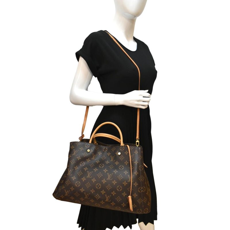 LOUIS VUITTON Montaigne GM Monogram Canvas Shoulder Bag Brown
