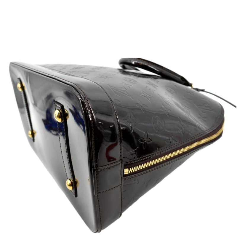 LOUIS VUITTON Alma GM Monogram Vernis Leather Satchel Bag Amarante - Image 6