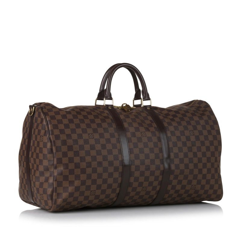 Louis Vuitton Damier Ebene Keepall Bandouliere 55 (SHG-35465)