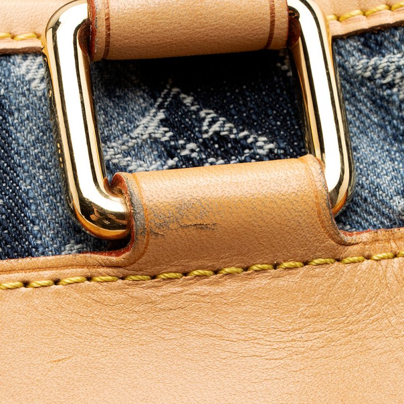 Louis Vuitton Limited Edition Monogram Denim Porte Epaule Raye GM Satchel (SHF-18305) - Image 14