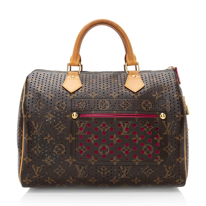 Louis Vuitton Limited Edition Monogram Canvas Perforated Speedy 30 Satchel (SHF-20760) - Image 16
