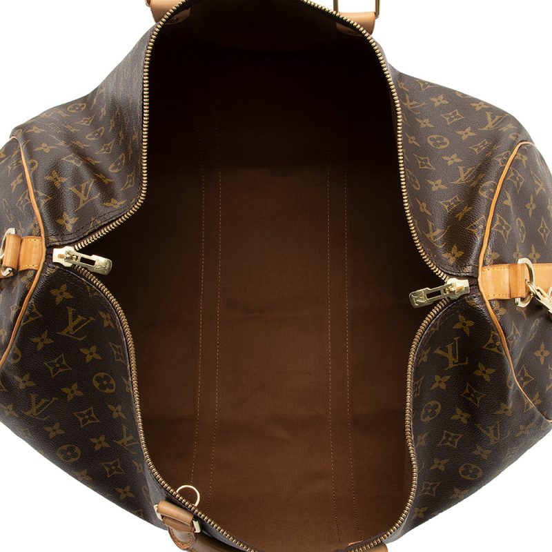 Louis Vuitton Monogram Canvas Keepall Bandouliere 55 Duffle Bag (SHF-21774) - Image 6