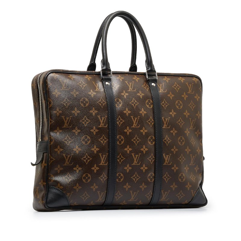 Louis Vuitton Monogram Macassar Porte-Documents Voyage GM (SHG-xbjdQX)