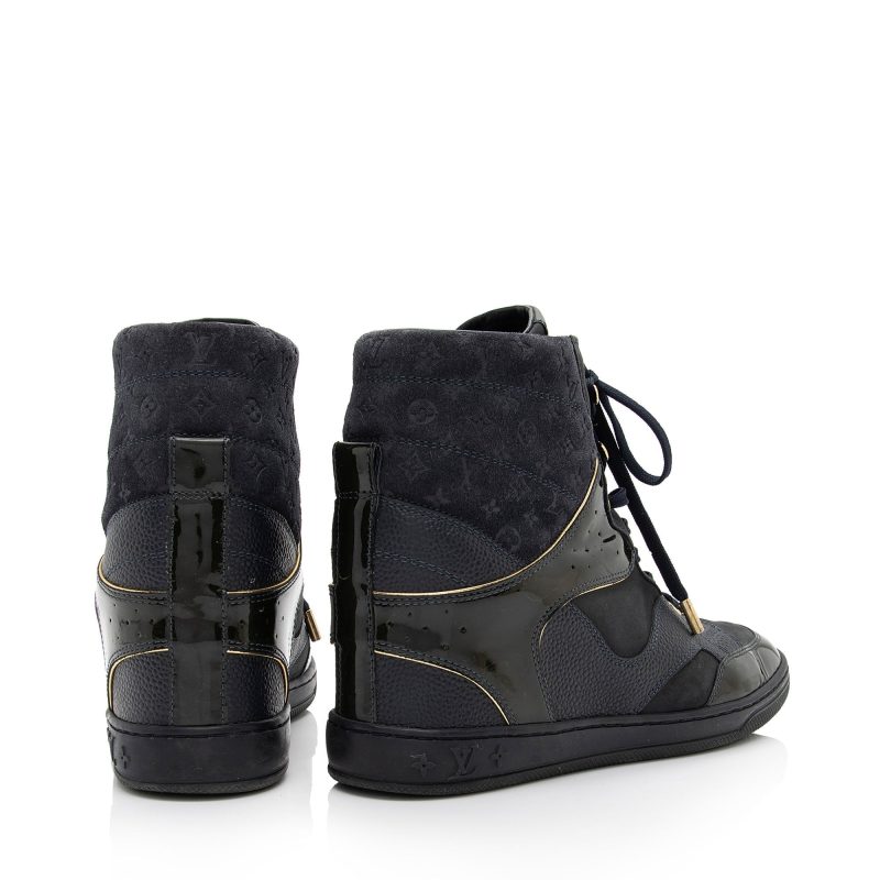 Louis Vuitton Monogram Suede Millenium Wedge Sneakers - Size 8 / 38 (SHF-Bhh7EF) - Image 2