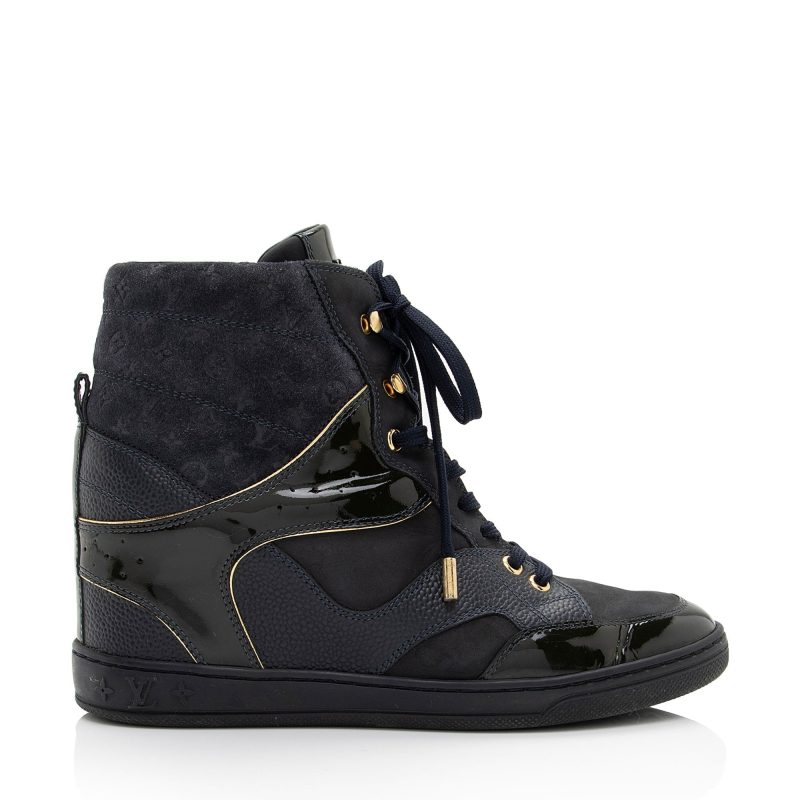 Louis Vuitton Monogram Suede Millenium Wedge Sneakers - Size 8 / 38 (SHF-Bhh7EF) - Image 9