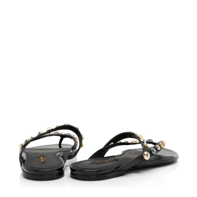 Louis Vuitton Patent Leather Studded Slide Sandals - Size 8 / 38 (SHF-23338) - Image 2