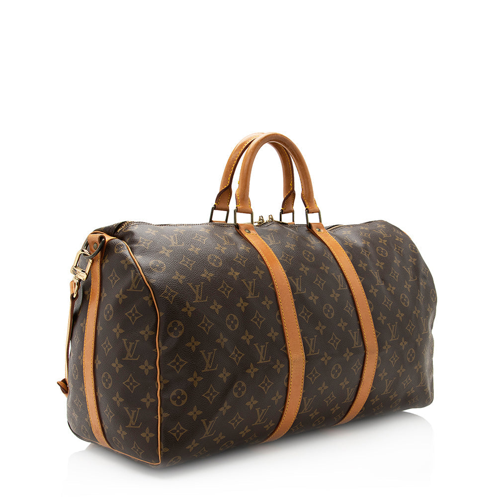 Louis Vuitton Vintage Monogram Canvas Keepall Bandouliere 50 Duffle Bag (SHF-20373)