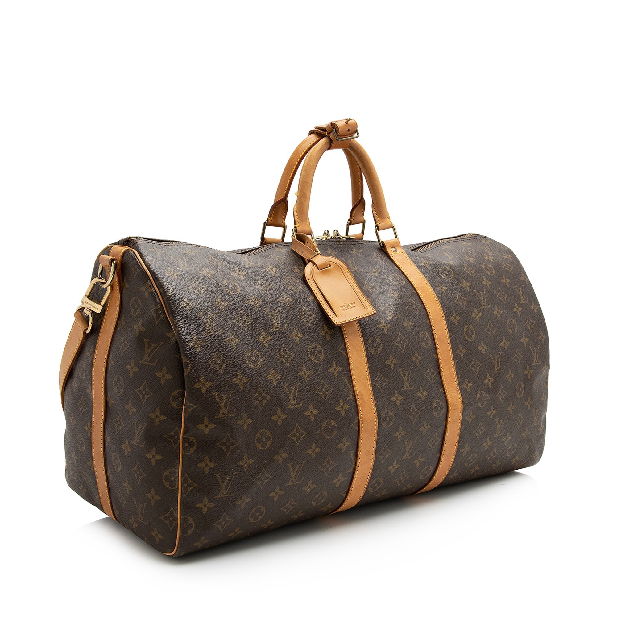 Louis Vuitton Vintage Monogram Canvas Keepall Bandouliere 55 Duffle Bag (SHF-22615)