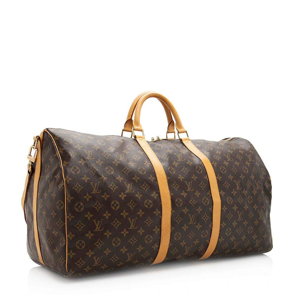 Louis Vuitton Vintage Monogram Canvas Keepall Bandouliere 60 Duffel Bag (SHF-20338)
