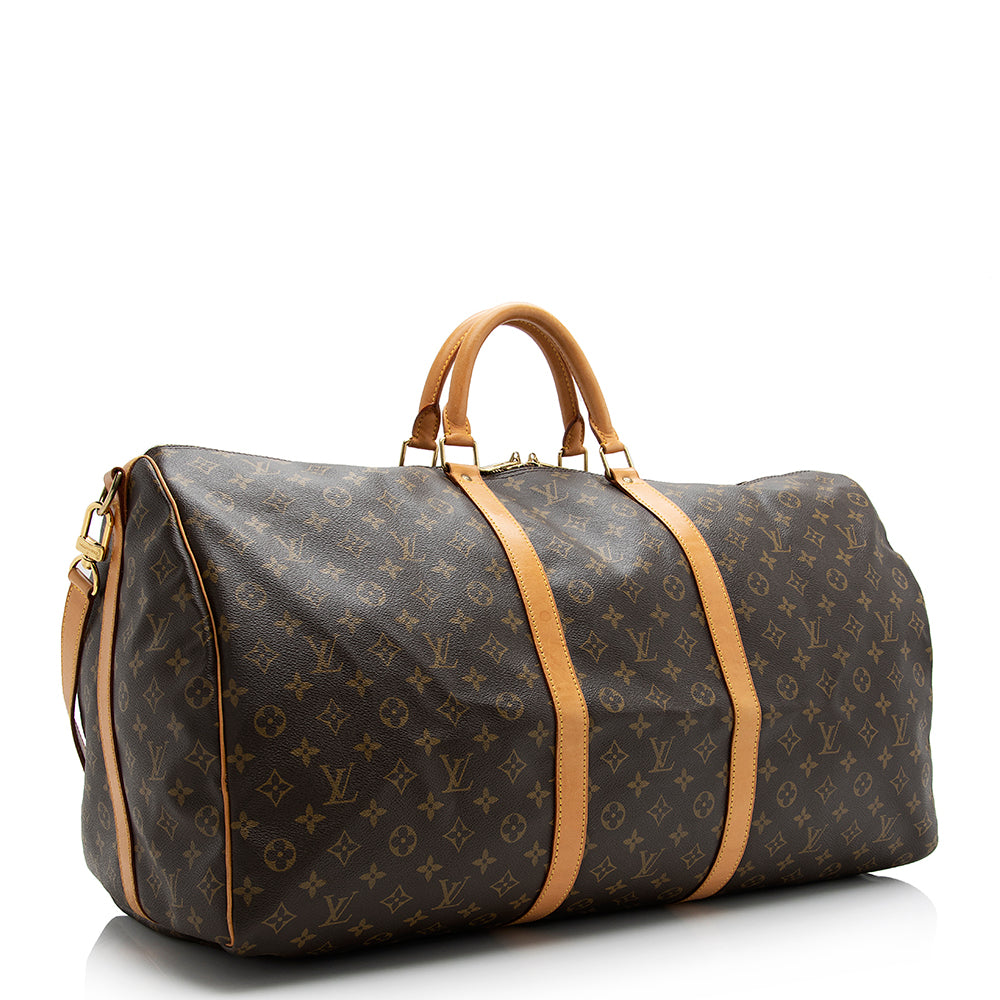 Louis Vuitton Vintage Monogram Canvas Keepall Bandouliere 60 Duffle Bag (SHF-21212)