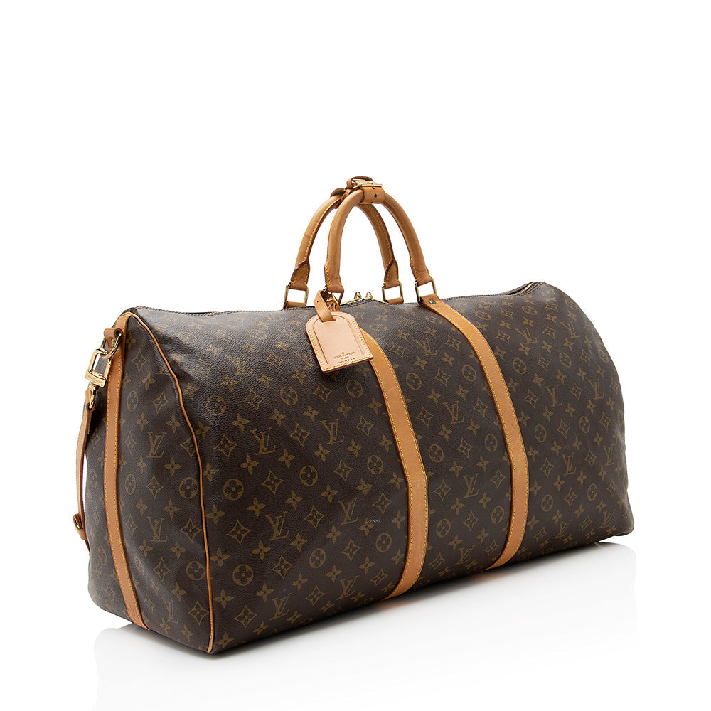 Louis Vuitton Vintage Monogram Canvas Keepall Bandouliere 60 Duffel Bag (SHF-21276)