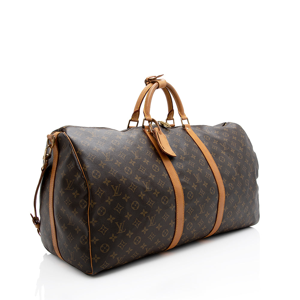 Louis Vuitton Vintage Monogram Canvas Keepall Bandouliere 60 Duffel Bag (SHF-21625)