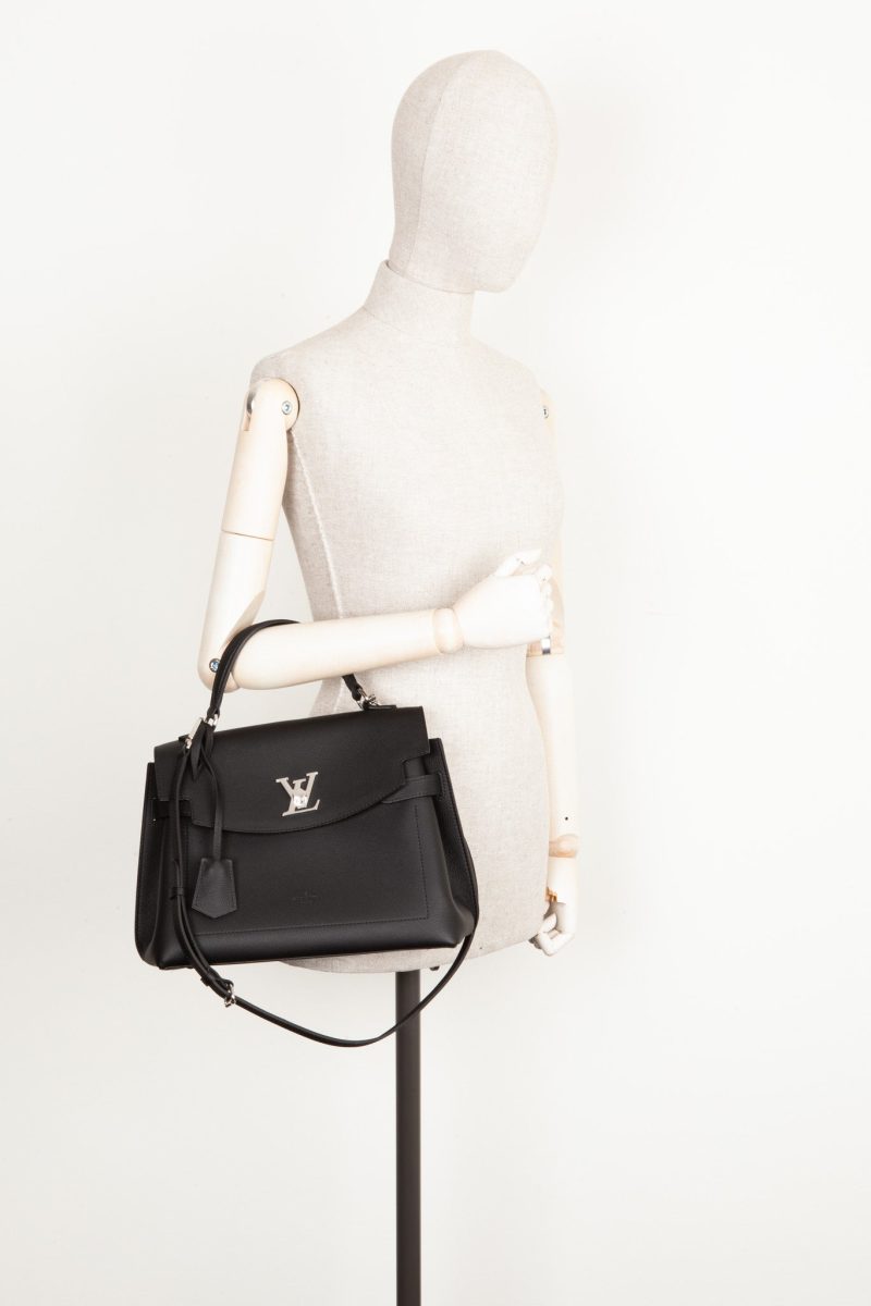 Louis Vuitton Lock Me Ever MM Handbag Black Leather