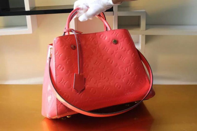 Louis Vuitton Montaigne MM Tote Bag Monogram Vernis Red - Image 3