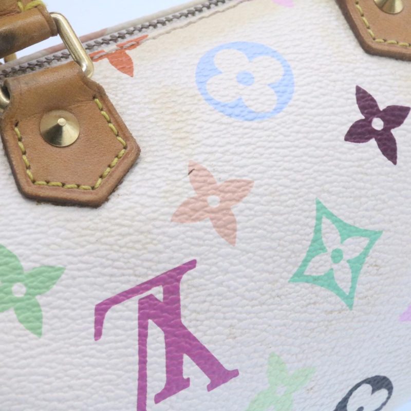 Louis Vuitton Monogram Multicolor Mini Speedy Hand Bag White M92645 Auth am1013g - Image 4